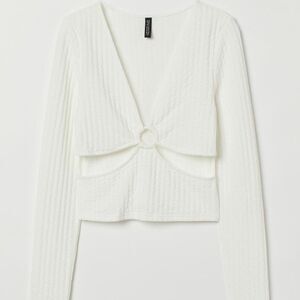 H&M White Cut-Out Long Sleeve